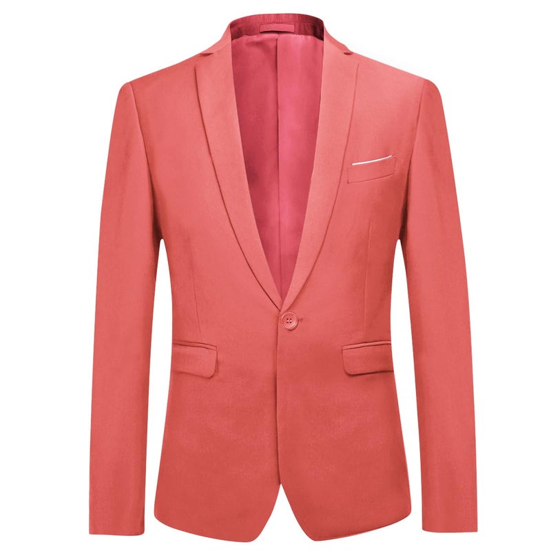 YFFUSHI Men's 3 Piece Suit Sets Slim Fit One Button Blazer with Vest & Pants, Professional Business Wedding Suits Pink - Image 3